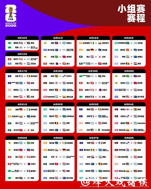 2026世界杯实时直播赛程表